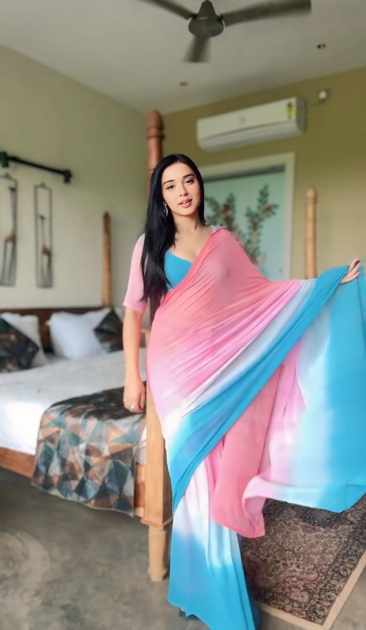 Multi Colour Georgette Ready to Wear Saree