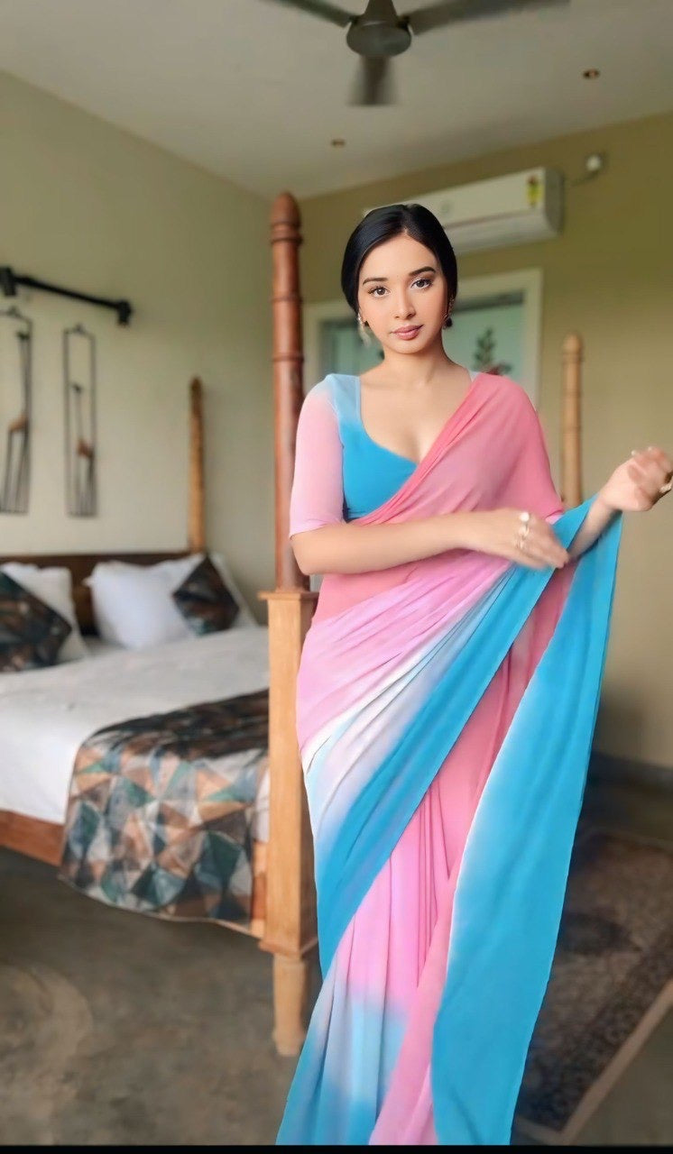 Multi Colour Georgette Ready to Wear Saree