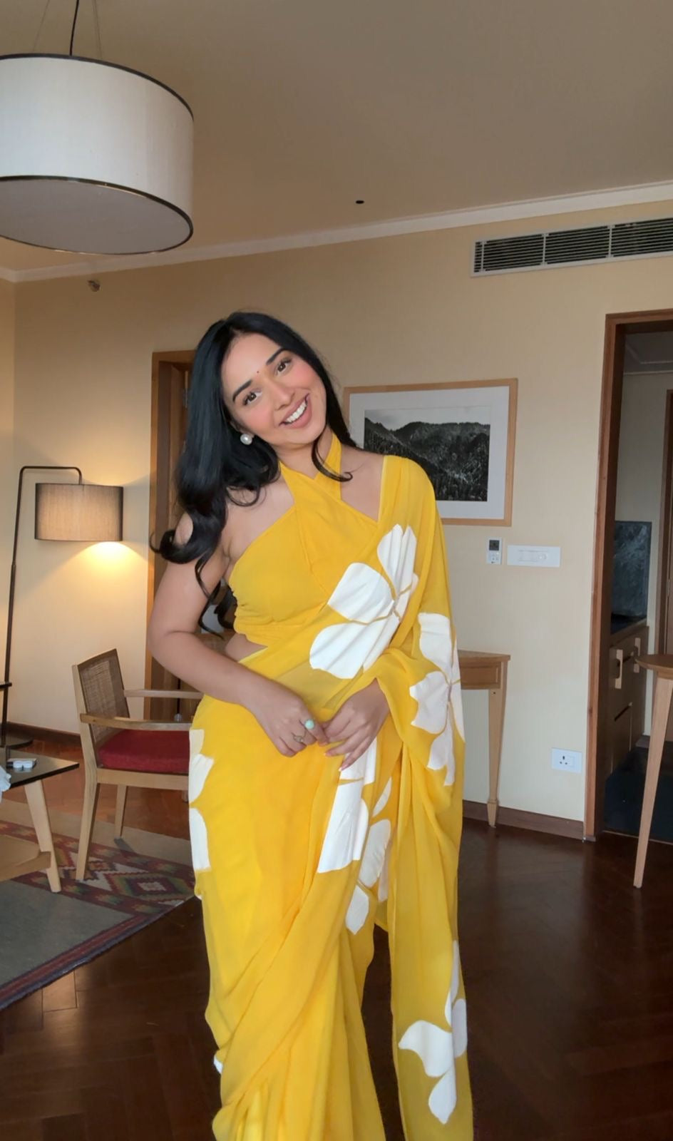 Sunshine Bloom Pre-Pleated Saree