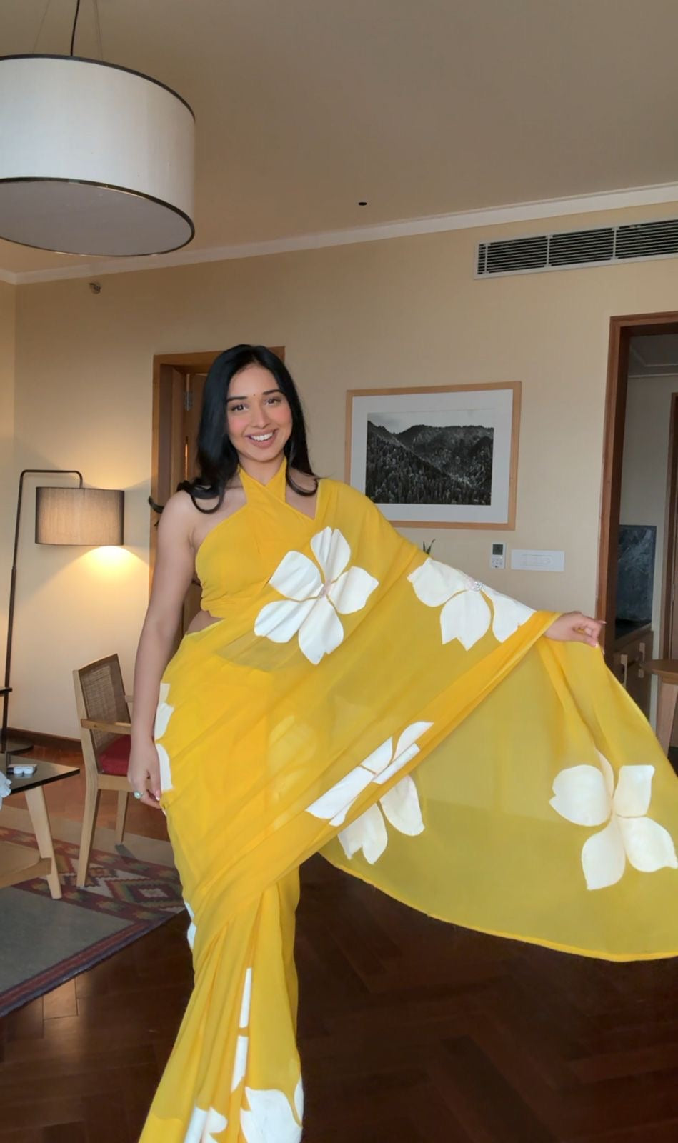 Sunshine Bloom Pre-Pleated Saree