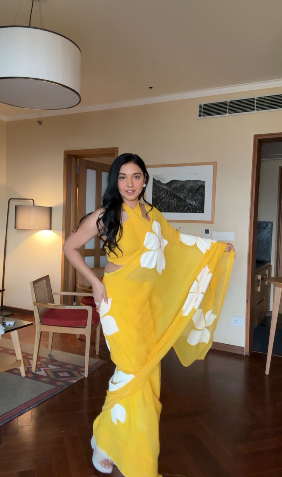 Sunshine Bloom Pre-Pleated Saree