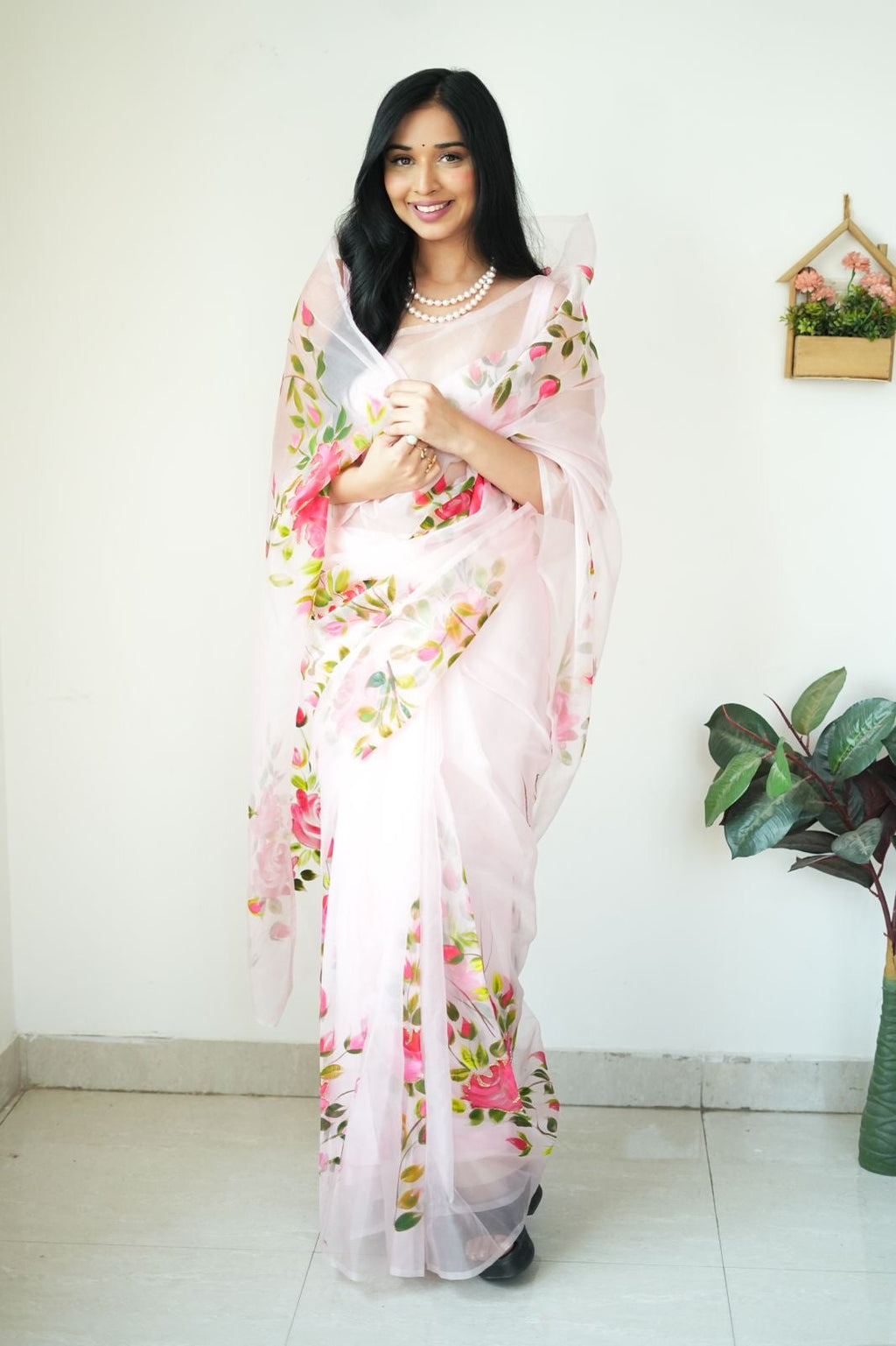 Dreamy Rose Ready-to-Wear Organza Saree