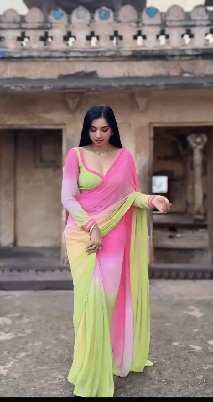 Multi Colour Ready to Wear Pre Pleated Saree