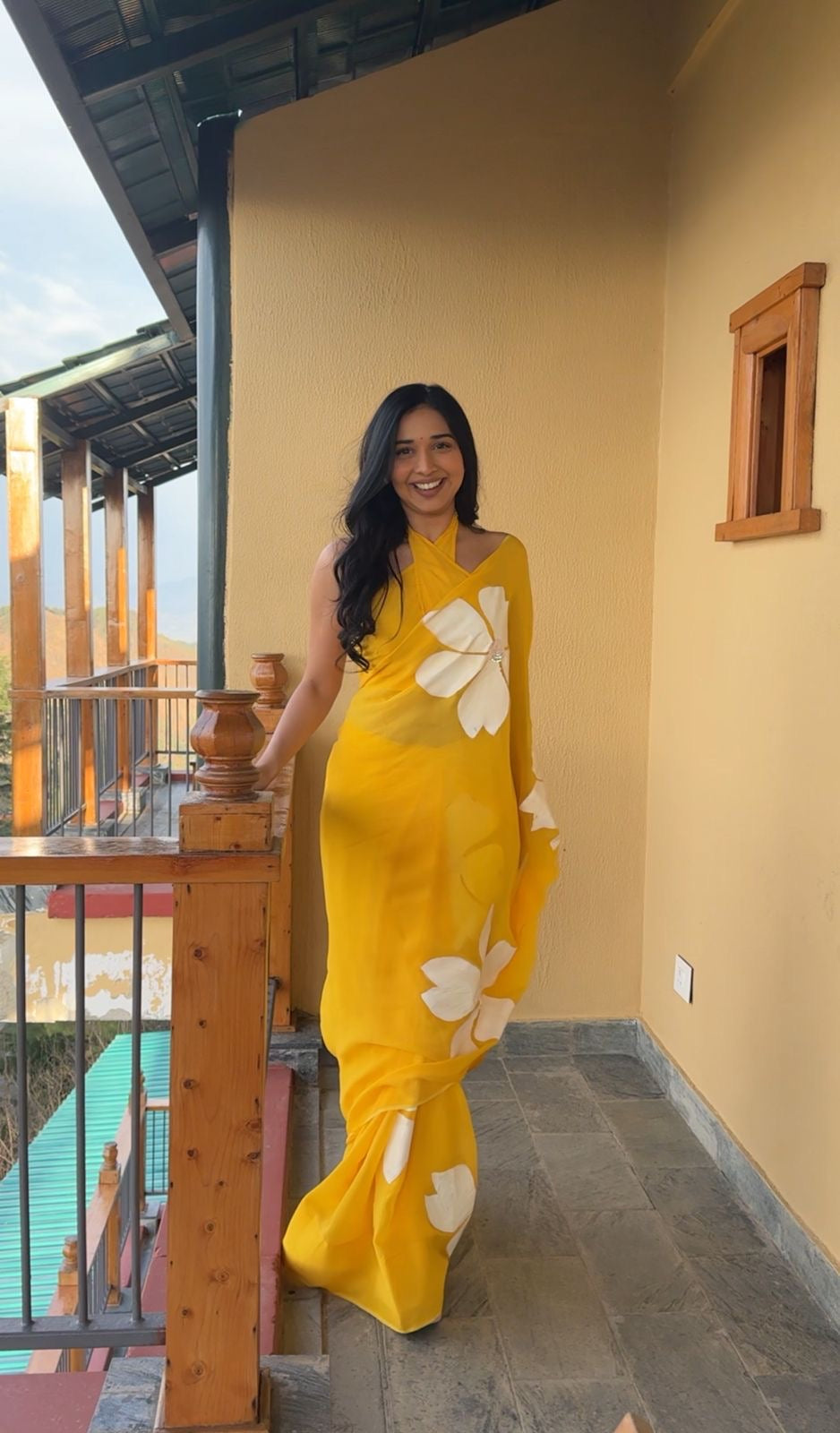 Sunshine Bloom Pre-Pleated Saree
