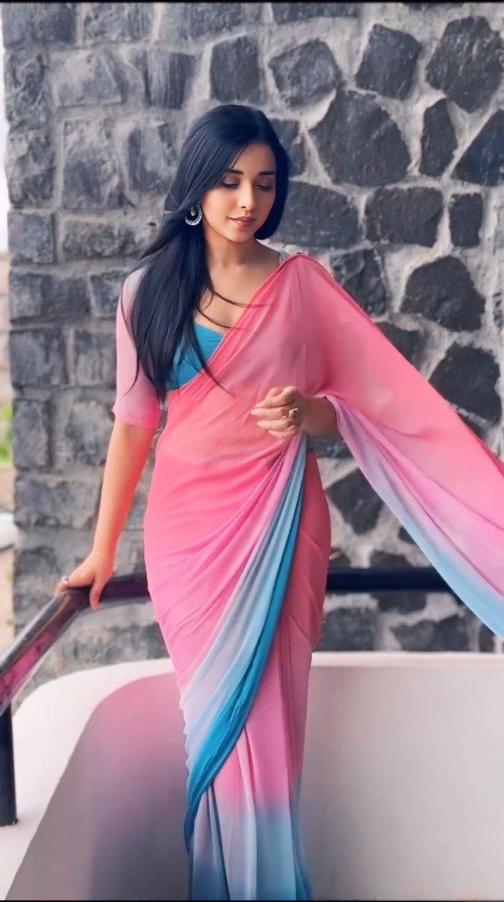 Multi Colour Georgette Ready to Wear Saree