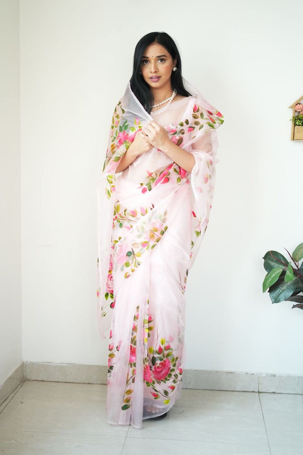 Dreamy Rose Ready-to-Wear Organza Saree