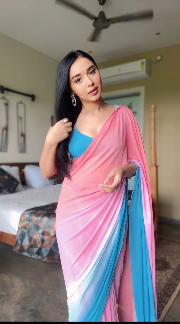 Multi Colour Georgette Ready to Wear Saree