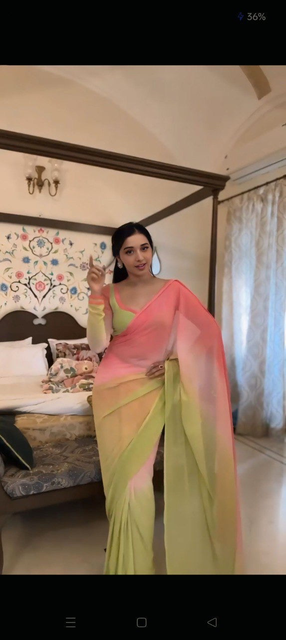 Multi Colour Ready to Wear Pre Pleated Saree