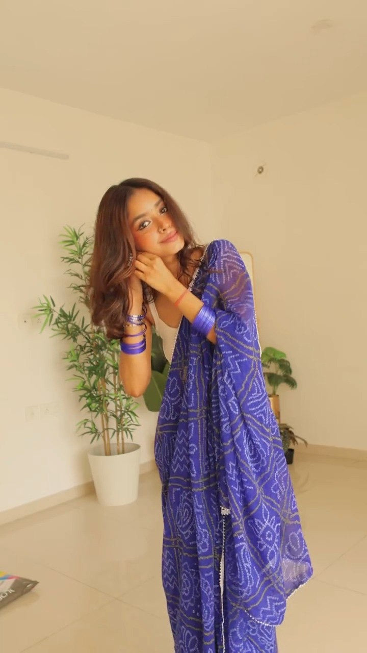 Royal Blue Ready To Wear Pre Pleated Saree