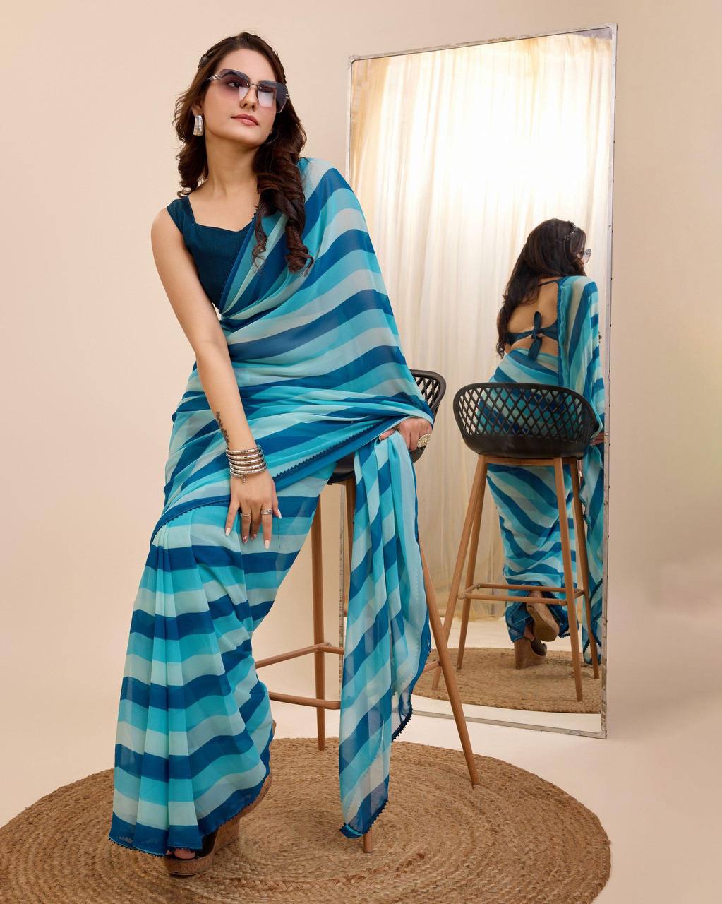 Ocean Whisper Ready to Wear  pre pleated saree