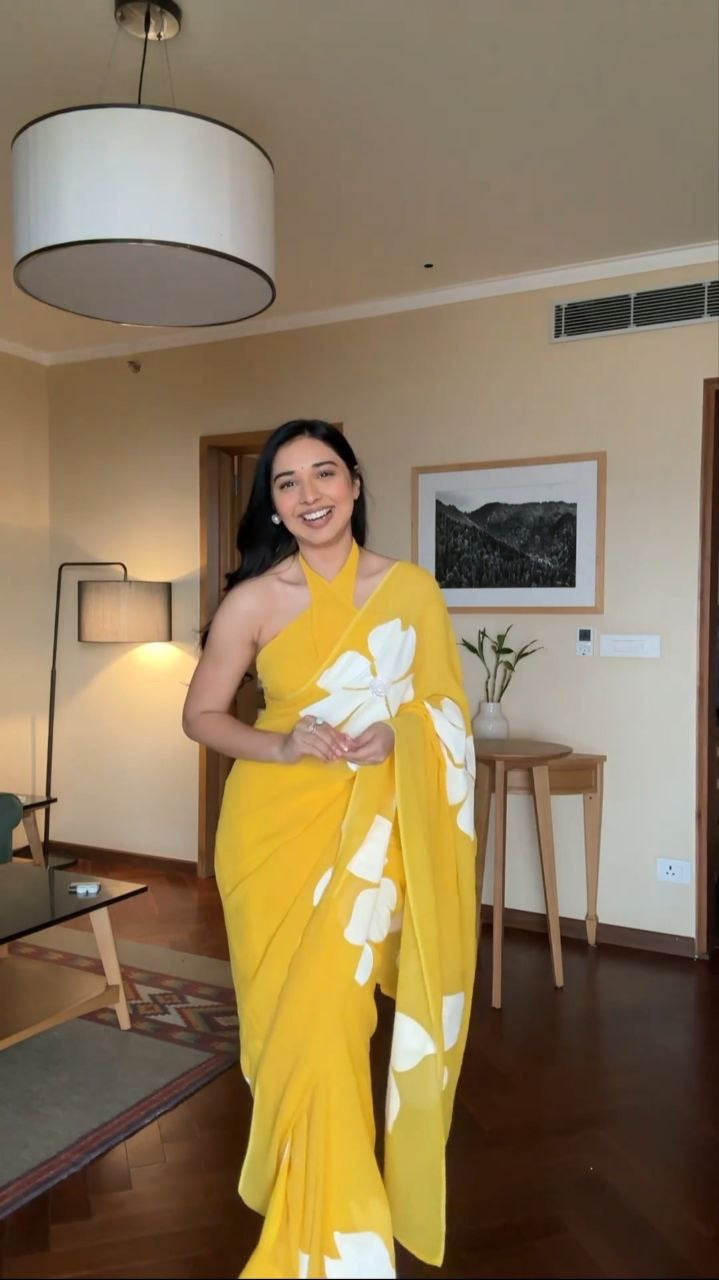 Sunshine Bloom Pre-Pleated Saree